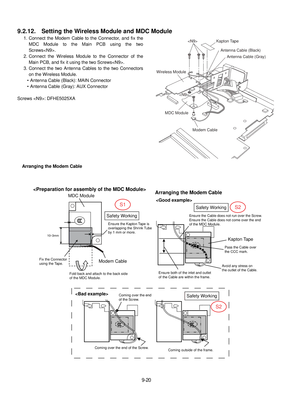 Panasonic CF-74JCJBD1 M service manual Setting the Wireless Module and MDC Module, Arranging the Modem Cable 