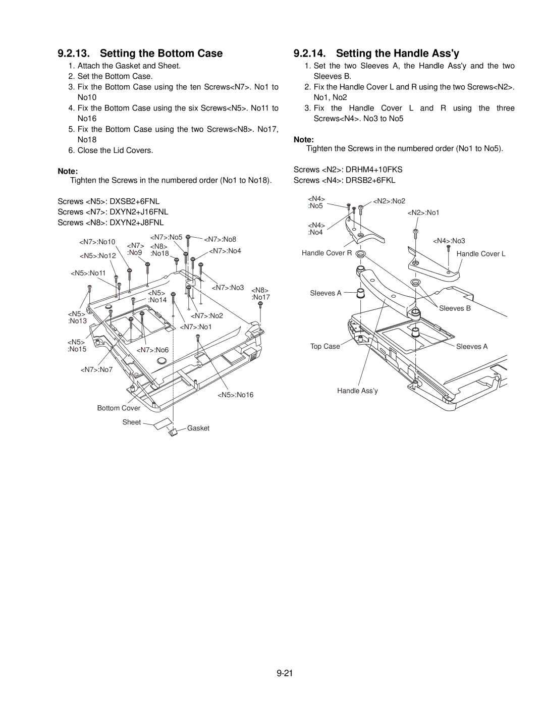 Panasonic CF-74JCJBD1 M service manual Setting the Bottom Case, Setting the Handle Assy 