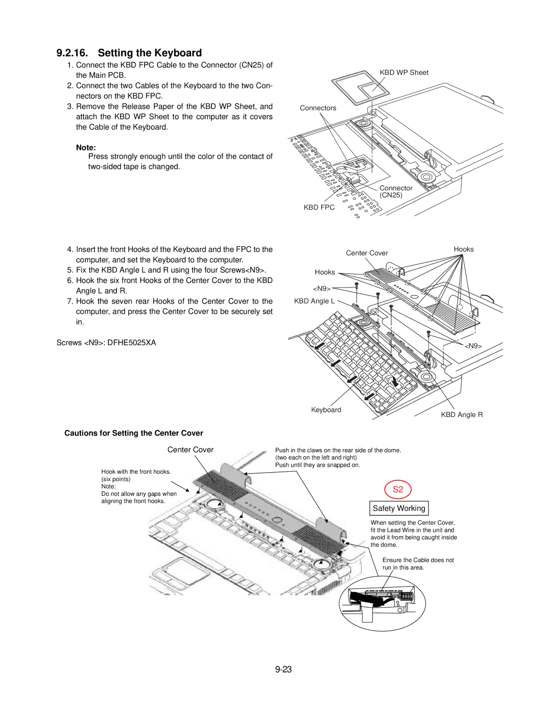 Panasonic CF-74JCJBD1 M service manual Setting the Keyboard, Center Cover 