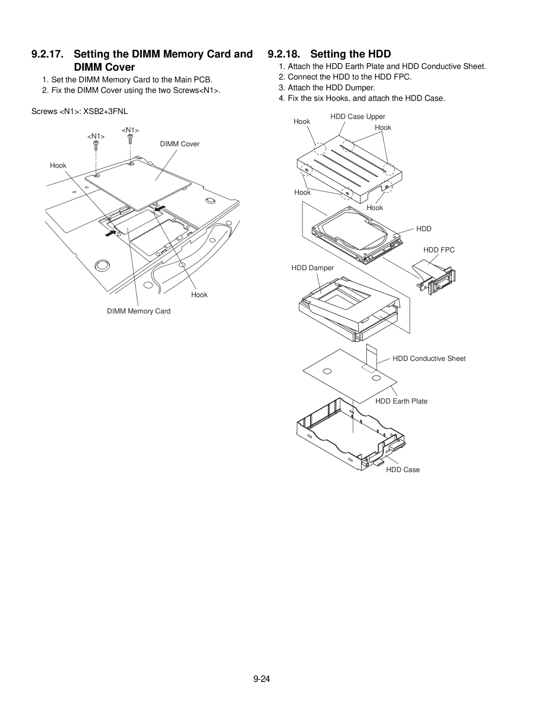 Panasonic CF-74JCJBD1 M service manual Setting the Dimm Memory Card and Dimm Cover, Setting the HDD 