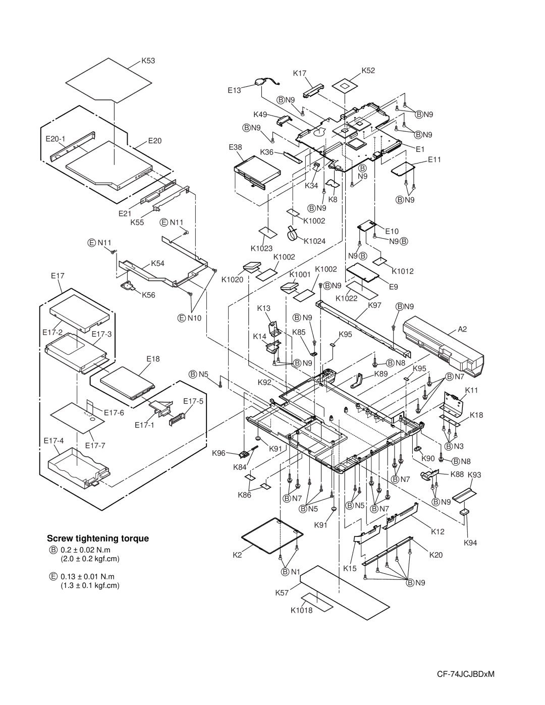 Panasonic CF-74JCJBD1 M service manual Screw tightening torque 