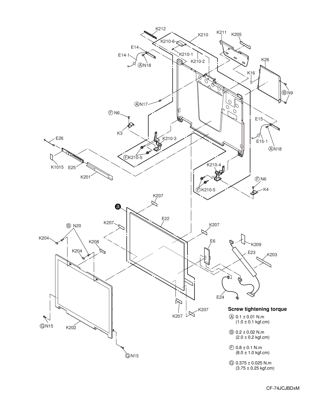 Panasonic CF-74JCJBD1 M service manual Screw tightening torque 