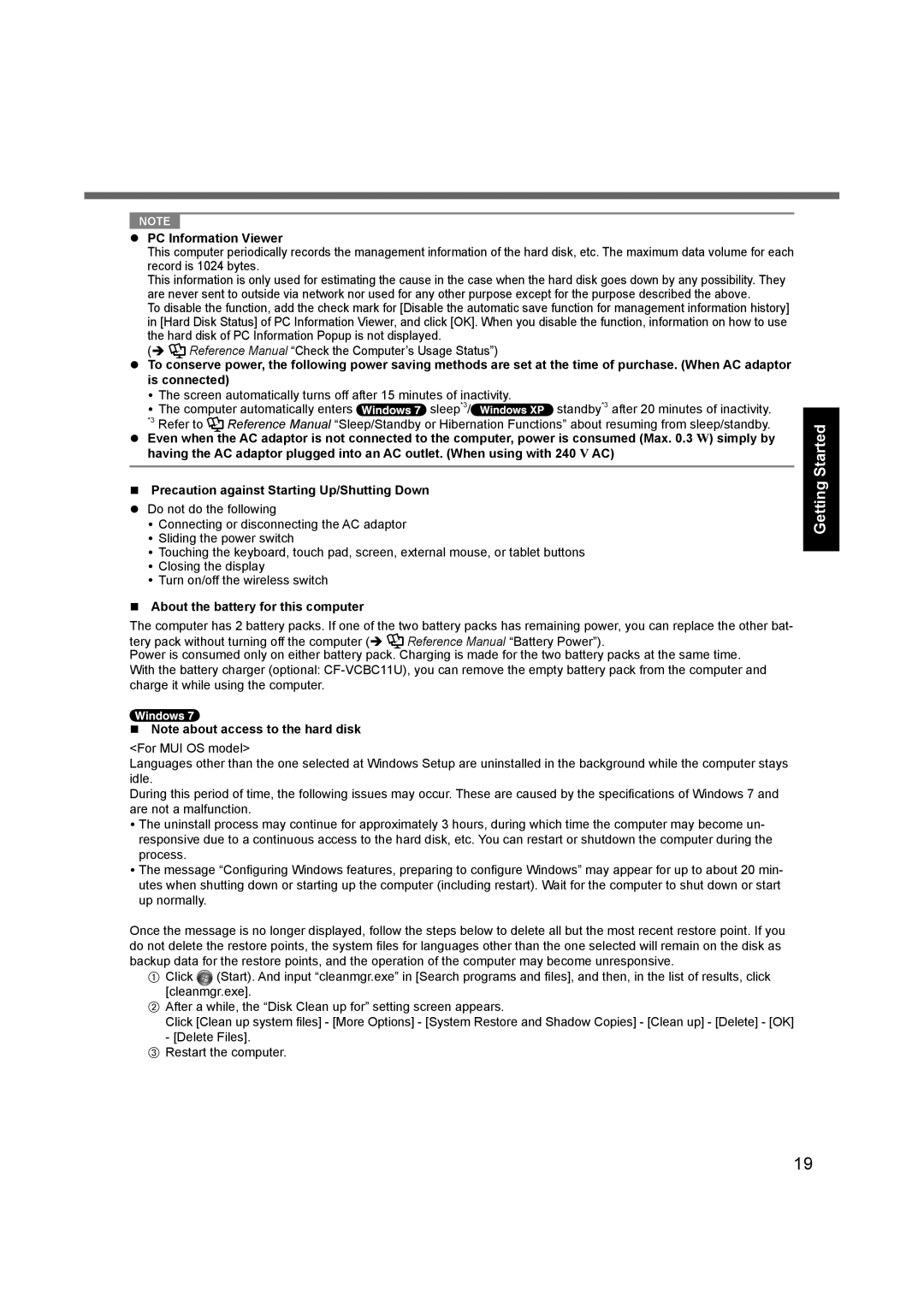 Panasonic CF-C1BLHAZ1M appendix PC Information Viewer, About the battery for this computer 