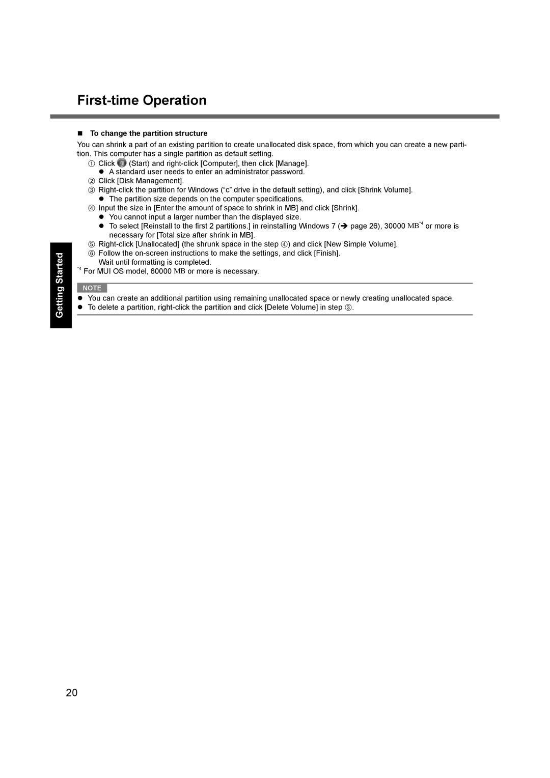 Panasonic CF-C1BLHAZ1M appendix To change the partition structure 