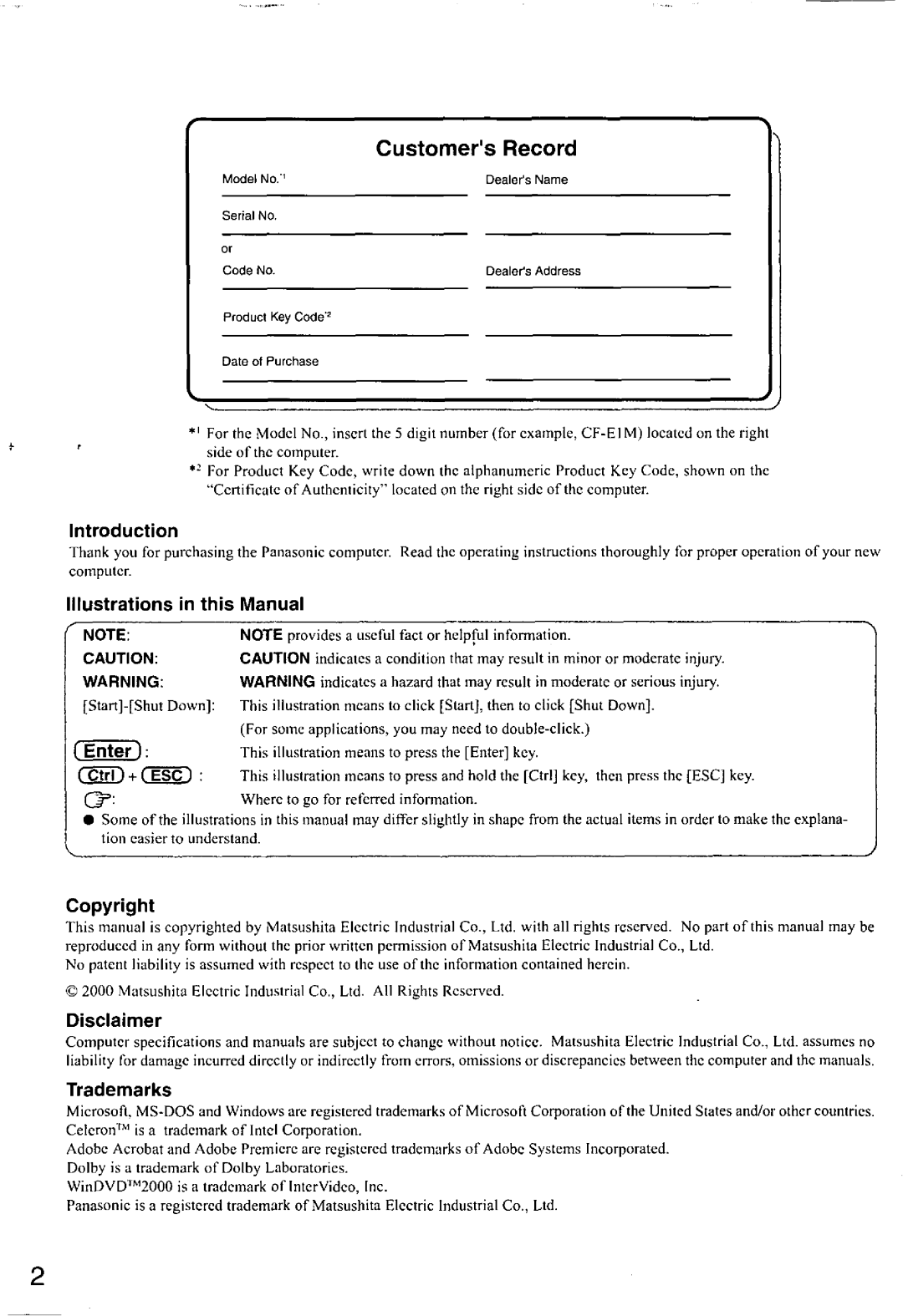 Panasonic CF-E1M manual 