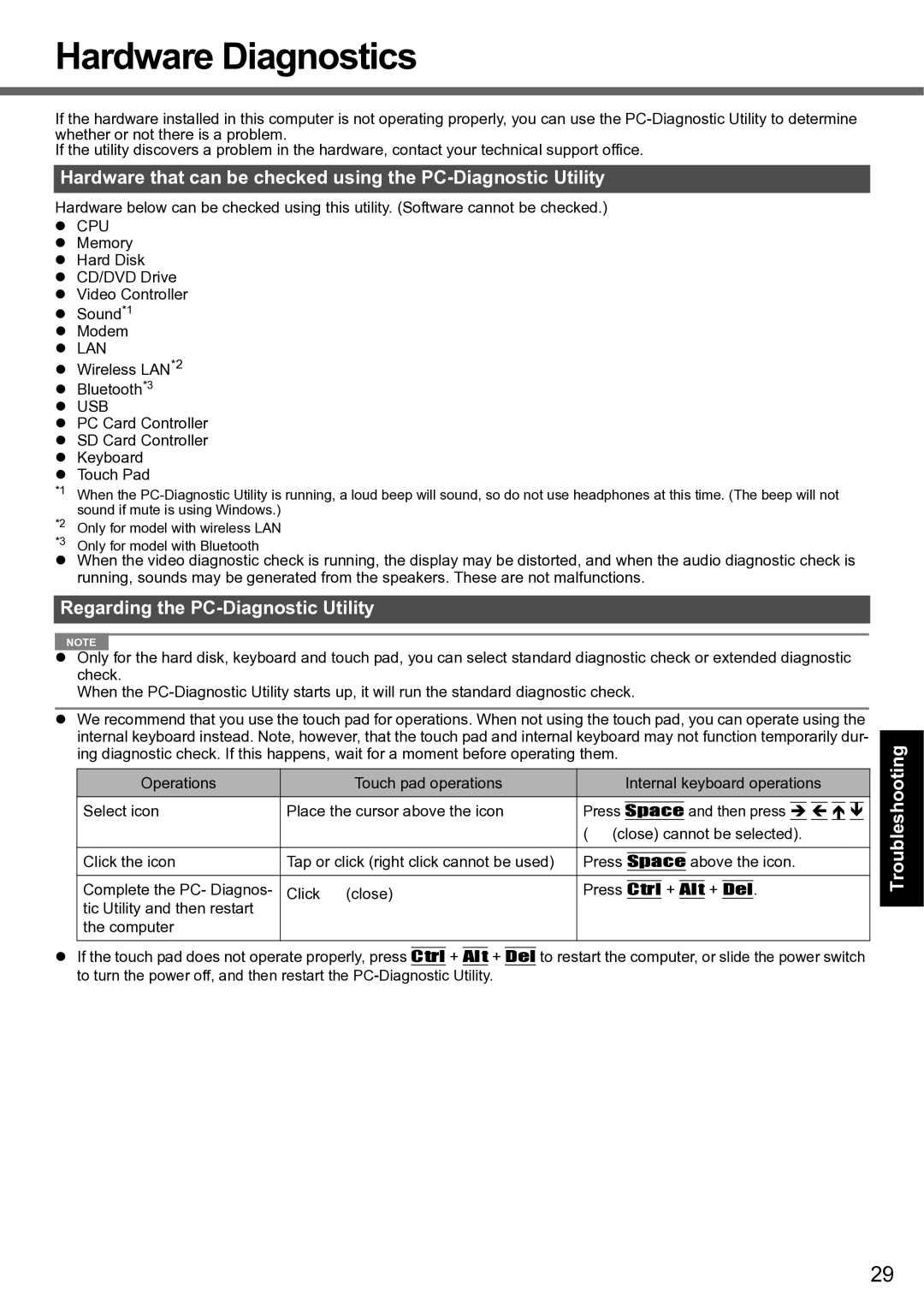 Panasonic CF-F8 manual Hardware Diagnostics, Regarding the PC-Diagnostic Utility 