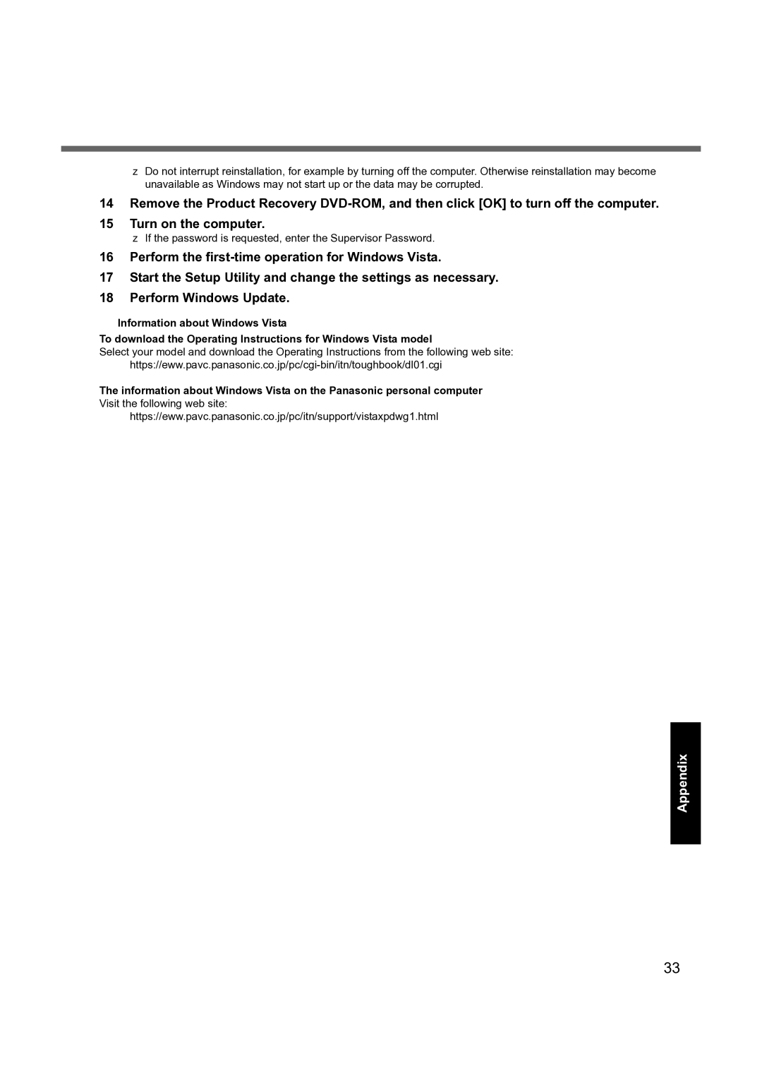 Panasonic CF-F8 manual Troubleshooting Useful Information Getting Started Appendix 