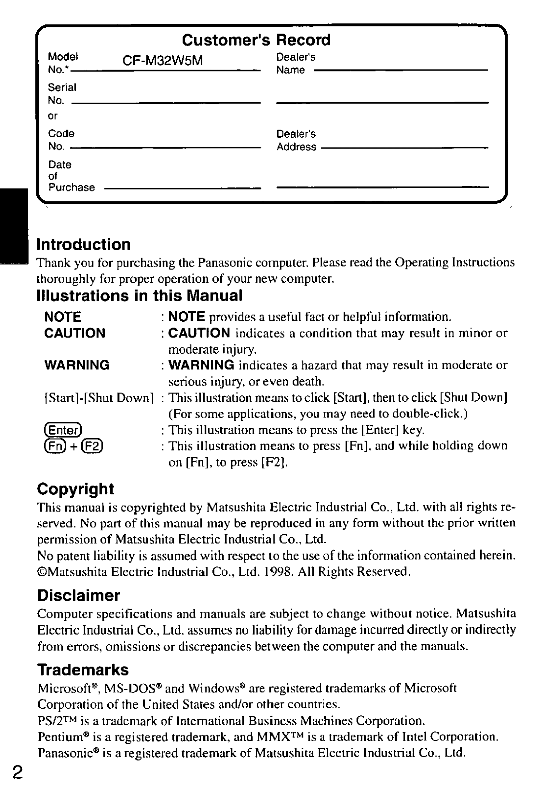 Panasonic CF-M32 Series manual 