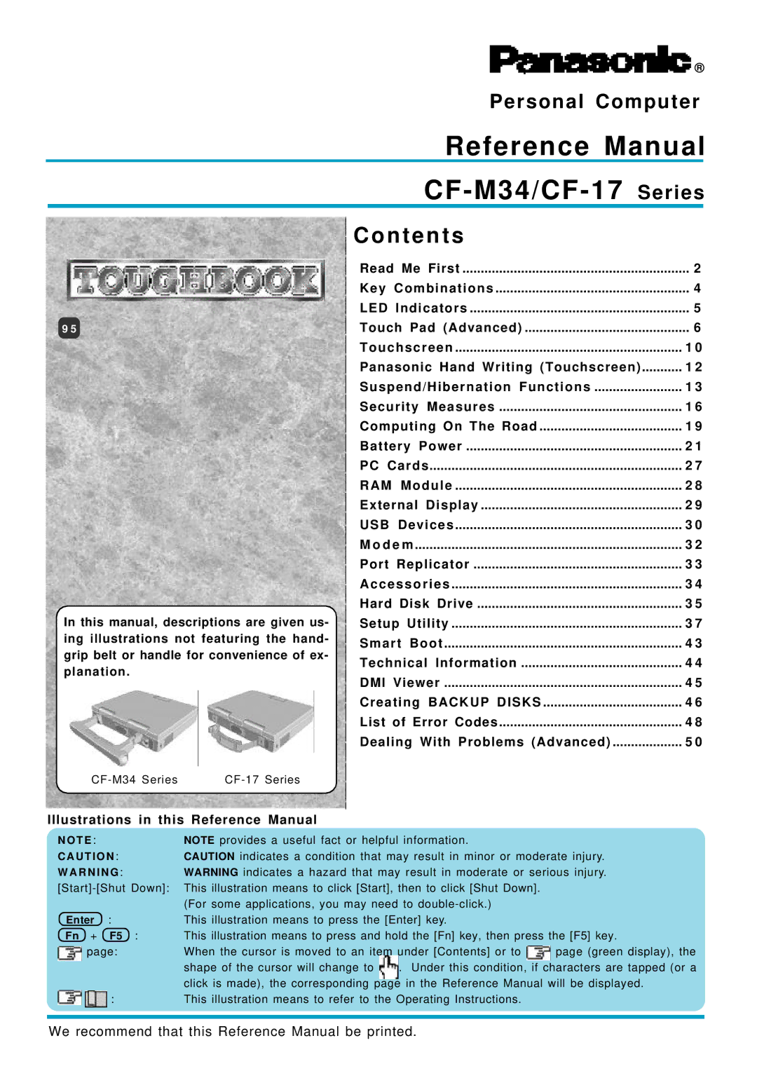 Panasonic manual Reference Manual CF-M34/CF-17 Series, Illustrations in this Reference Manual 