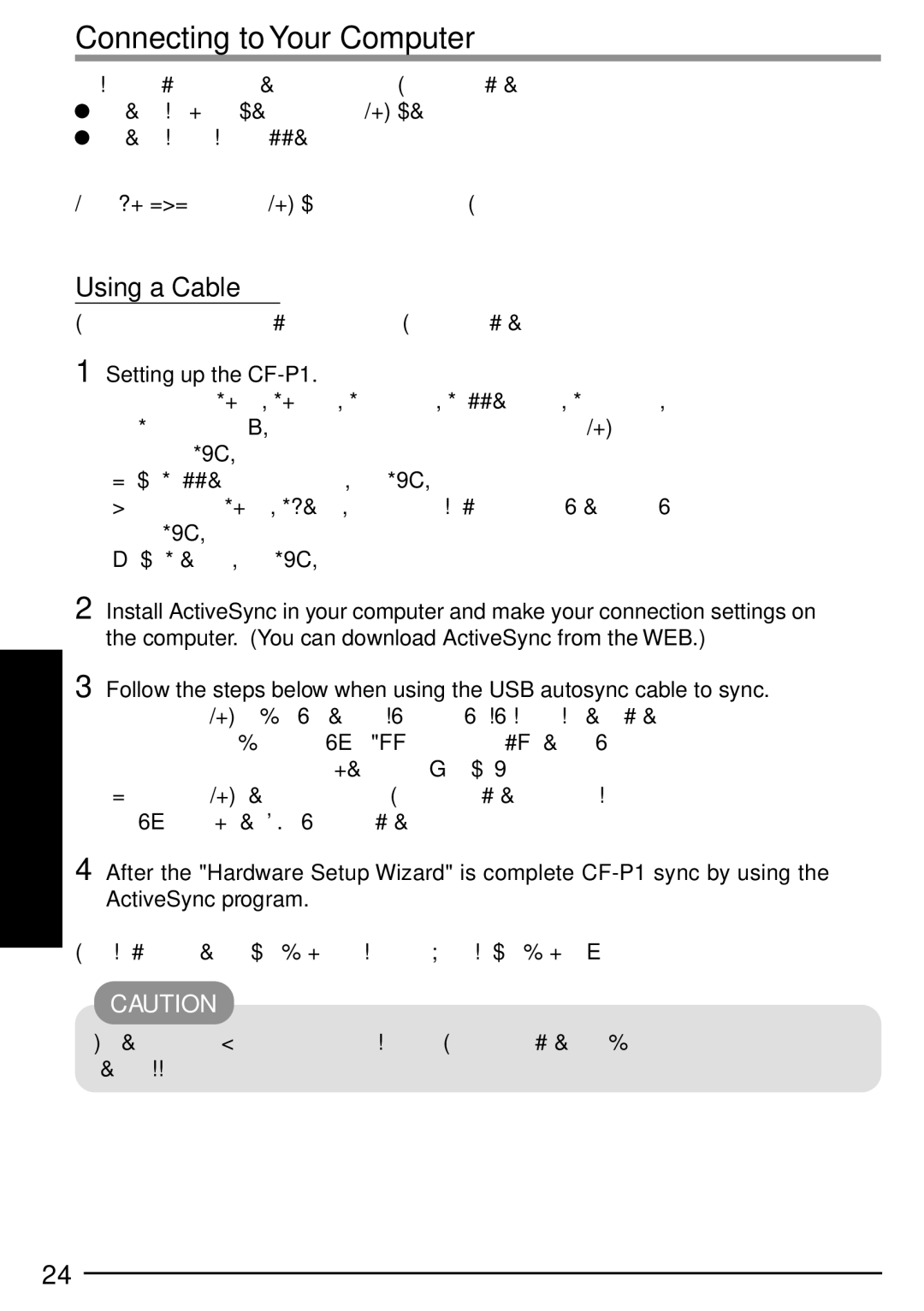 Panasonic operating instructions Connecting to Your Computer, Using a Cable, Setting up the CF-P1 