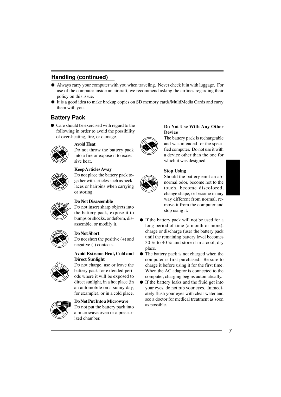 Panasonic CF-P1Series operating instructions Battery Pack 