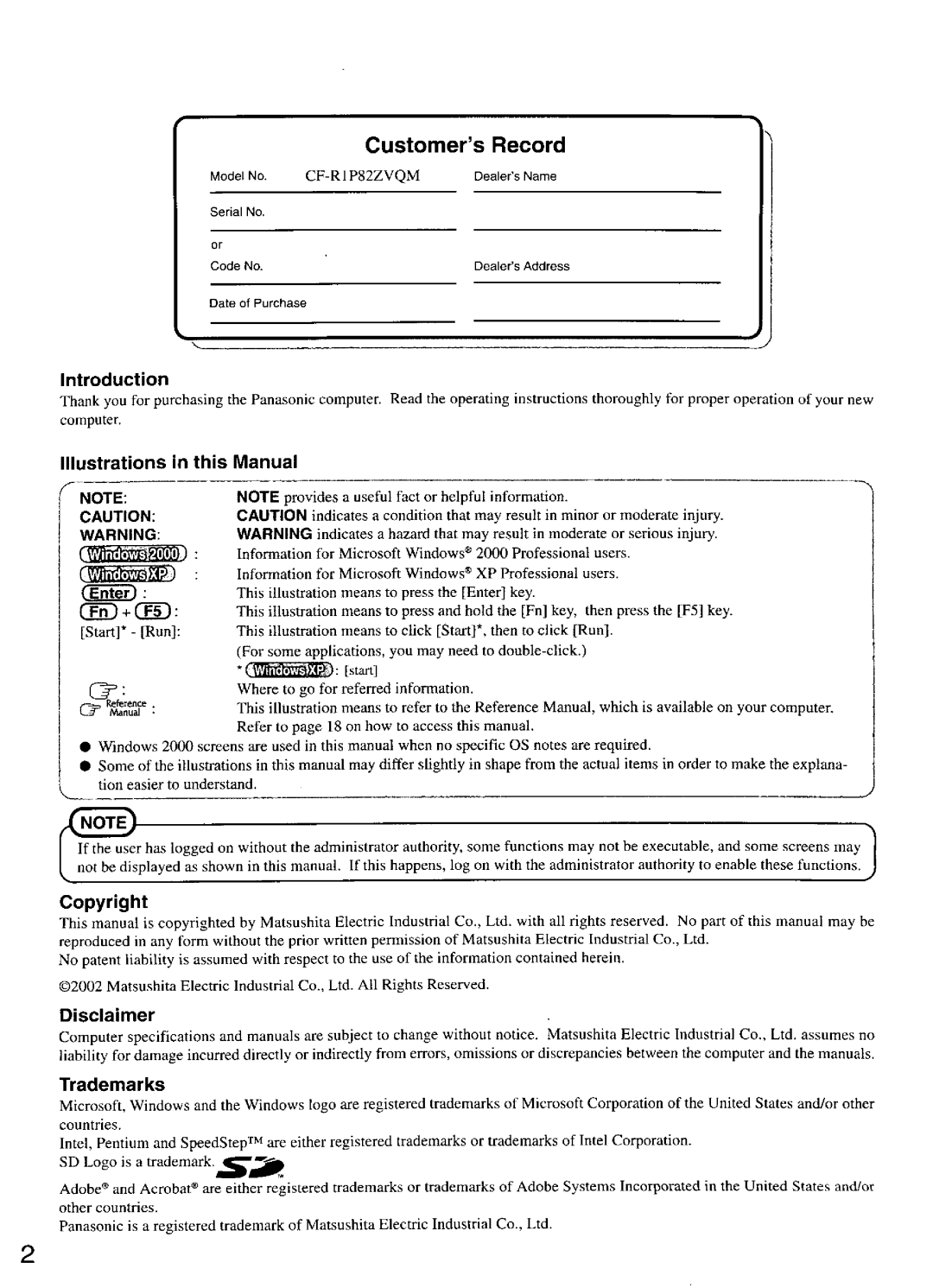 Panasonic CF-R1 manual 