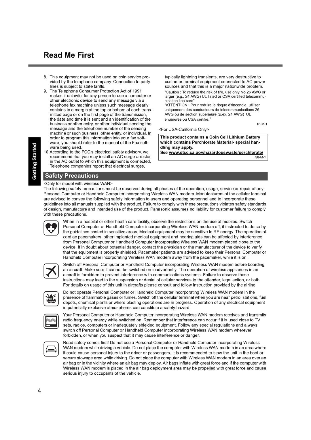 Panasonic CF-S9 manual Read Me First, Safety Precautions, Getting Started, Appendix Troubleshooting Useful Information 