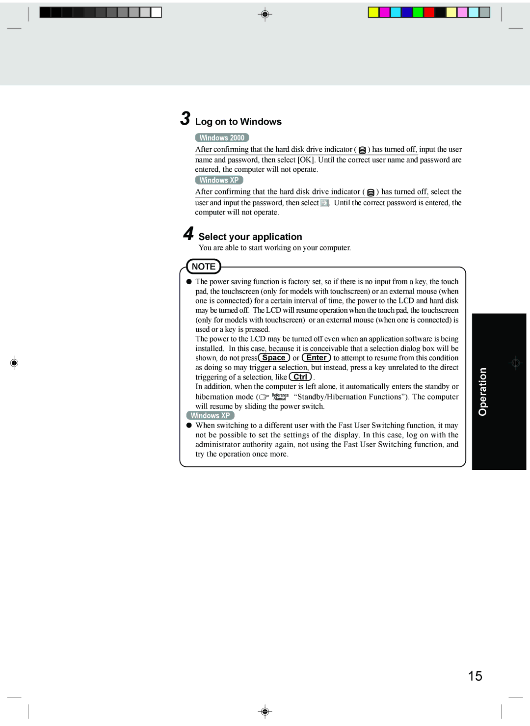 Panasonic CF-T1 appendix Log on to Windows, Select your application 