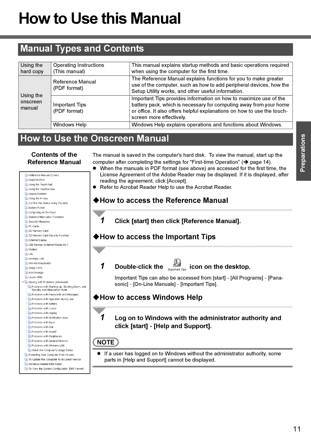 Panasonic CF-T4 operating instructions How to Use this Manual, Manual Types and Contents, How to Use the Onscreen Manual 