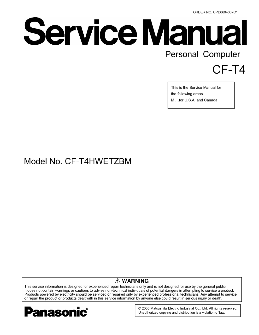 Panasonic CF-T4HWETZBM service manual 