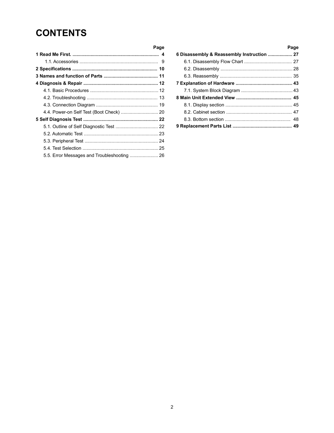 Panasonic CF-T4HWETZBM service manual Contents 