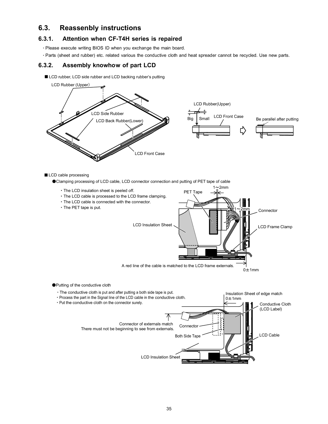 Panasonic CF-T4HWETZBM service manual Reassenbly instructions, Assembly knowhow of part LCD 