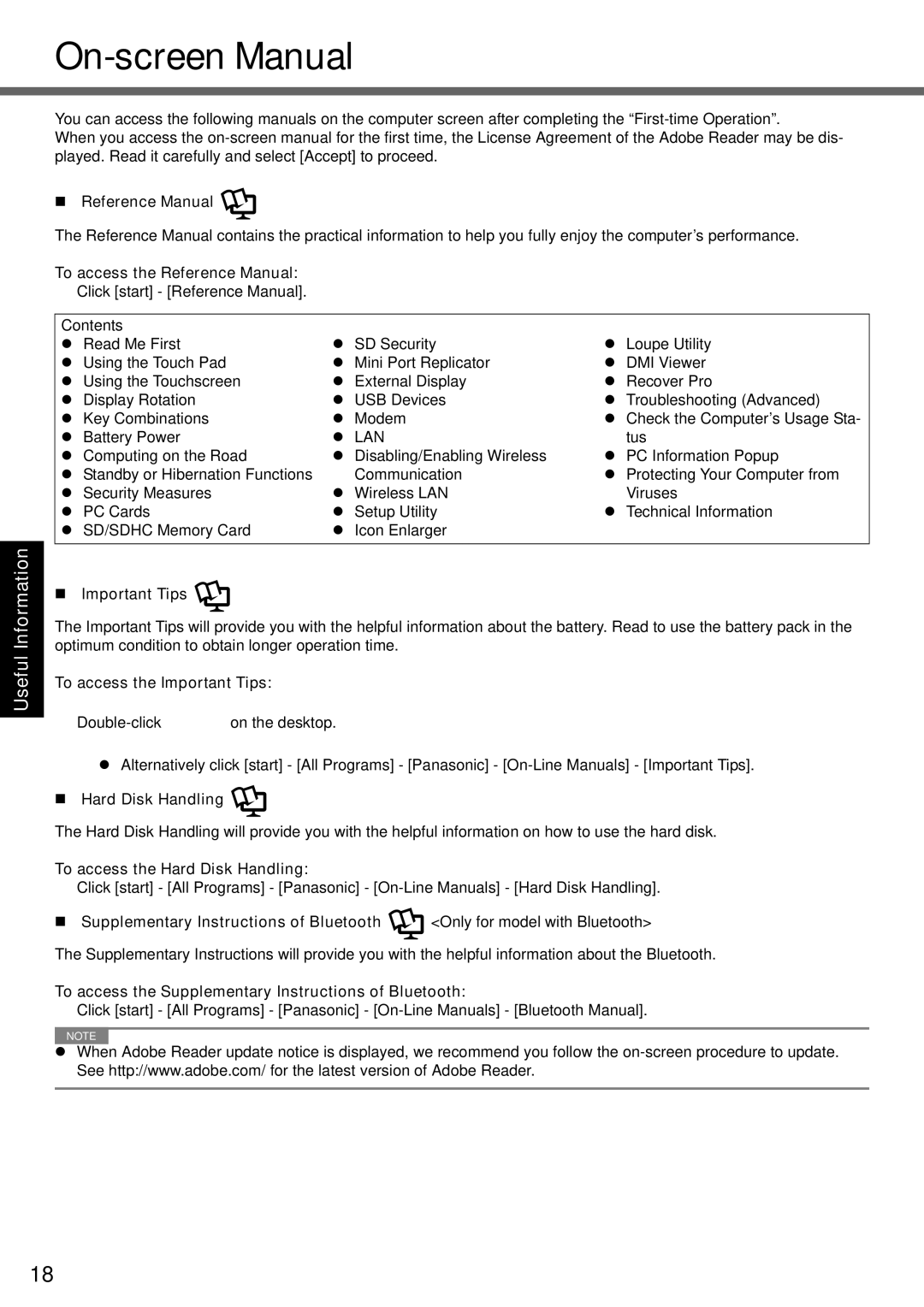 Panasonic CF-T7 appendix On-screen Manual 