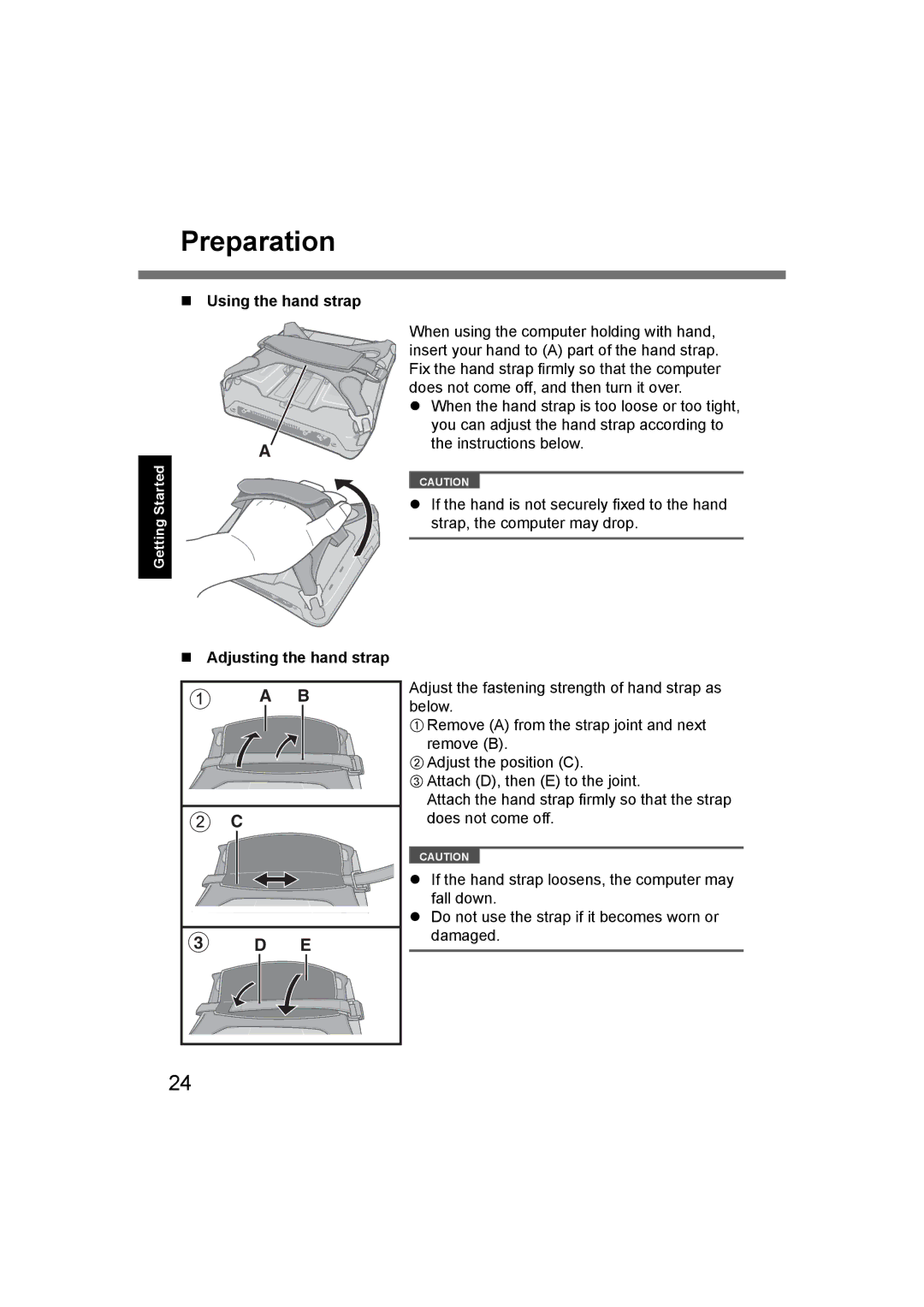 Panasonic CF-U1 appendix Using the hand strap Adjusting the hand strap 