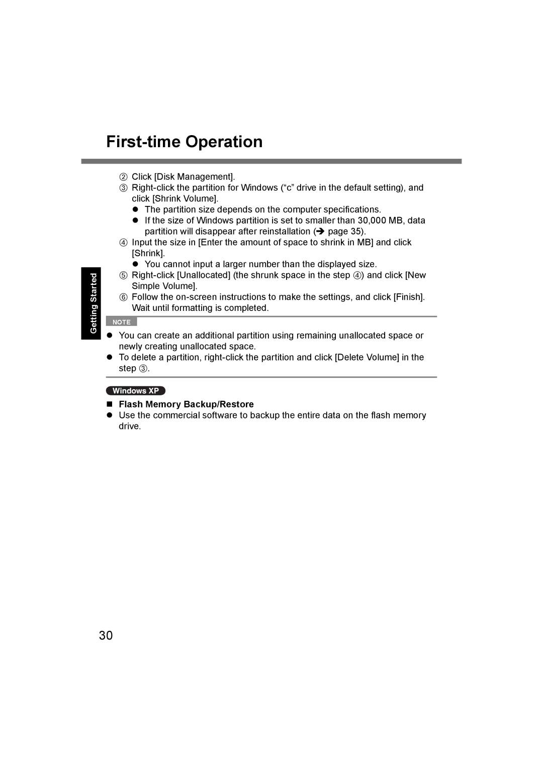 Panasonic CF-U1 appendix „ Flash Memory Backup/Restore 