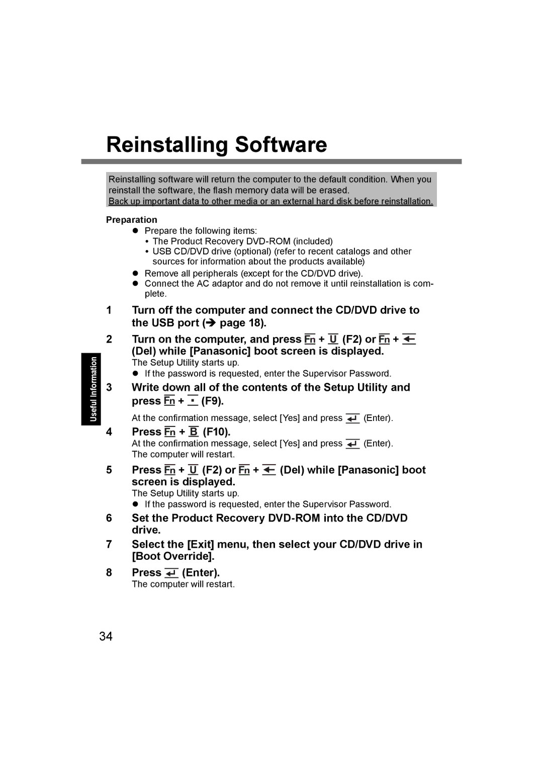 Panasonic CF-U1 appendix Reinstalling Software, Preparation 