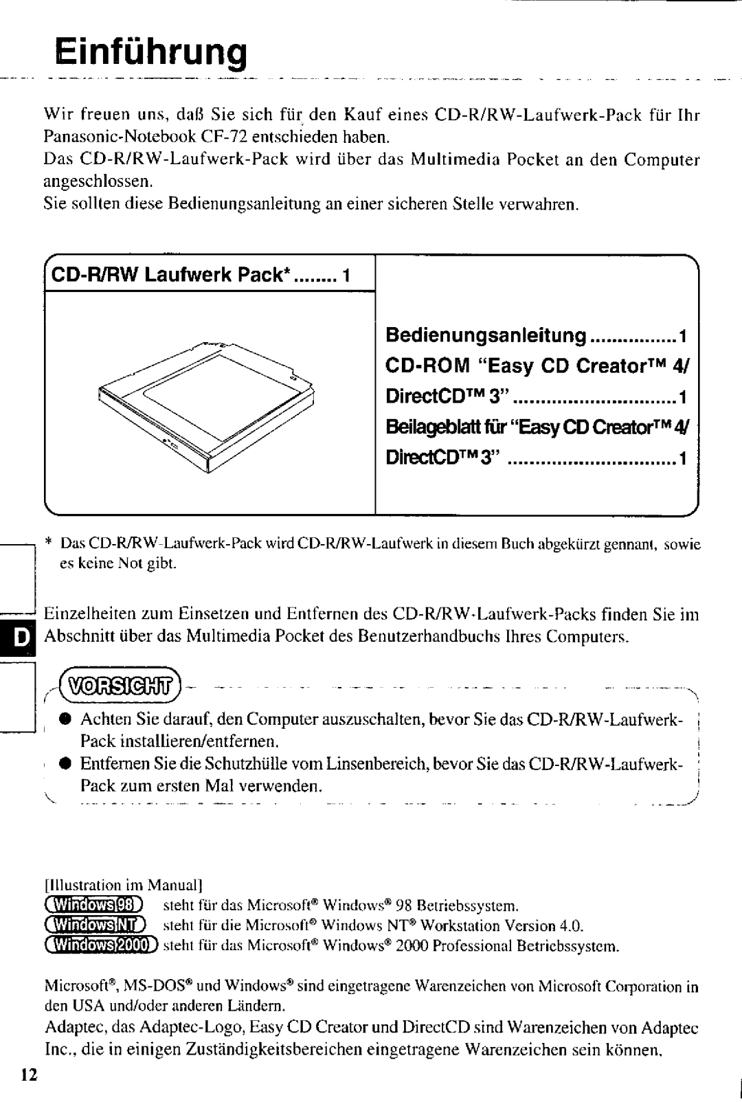 Panasonic CF-VCW721 manual 