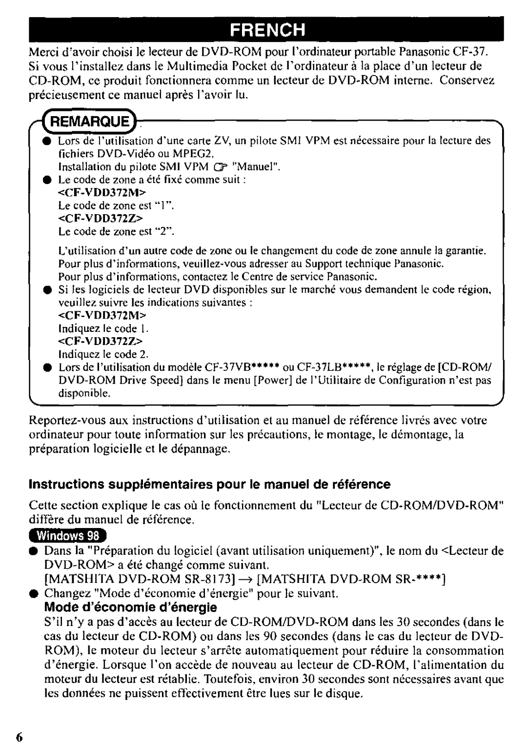 Panasonic CF-VDD372 manual 