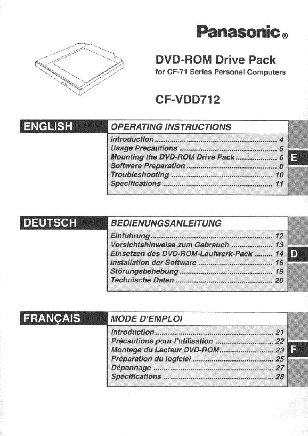 Panasonic CF-VDD712 manual 