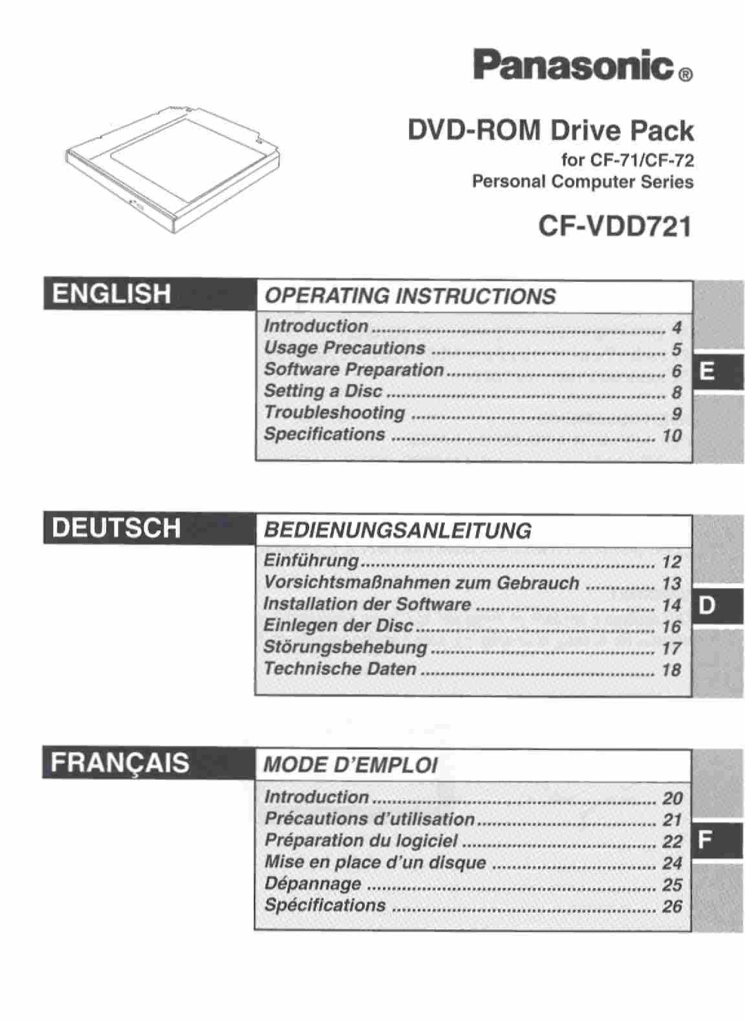 Panasonic CF-VDD721 manual 