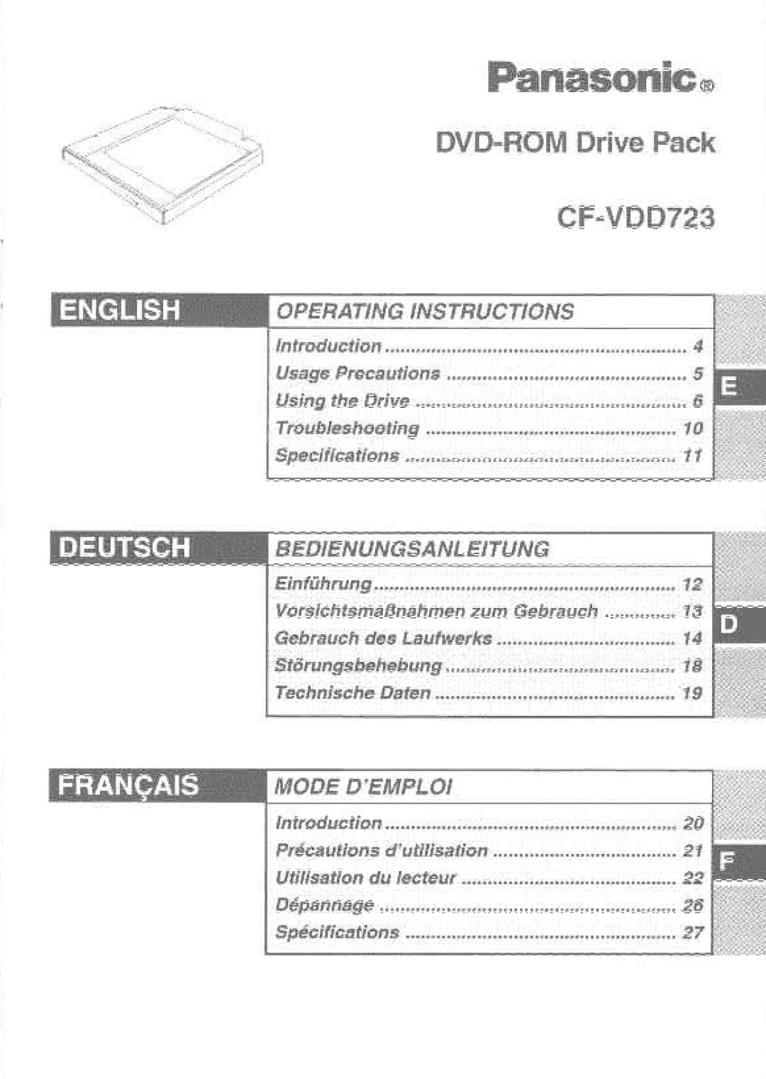 Panasonic CF-VDD723 manual 