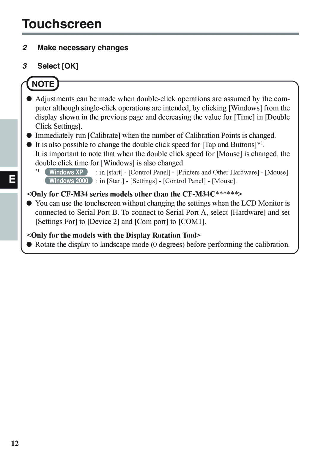 Panasonic CF-VDL02BM specifications Make necessary changes Select OK, Windows XP 