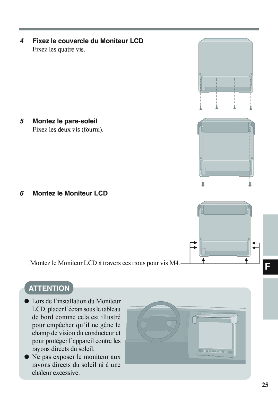 Panasonic CF-VDL02BM specifications Montez le Moniteur LCD à travers ces trous pour vis M4 