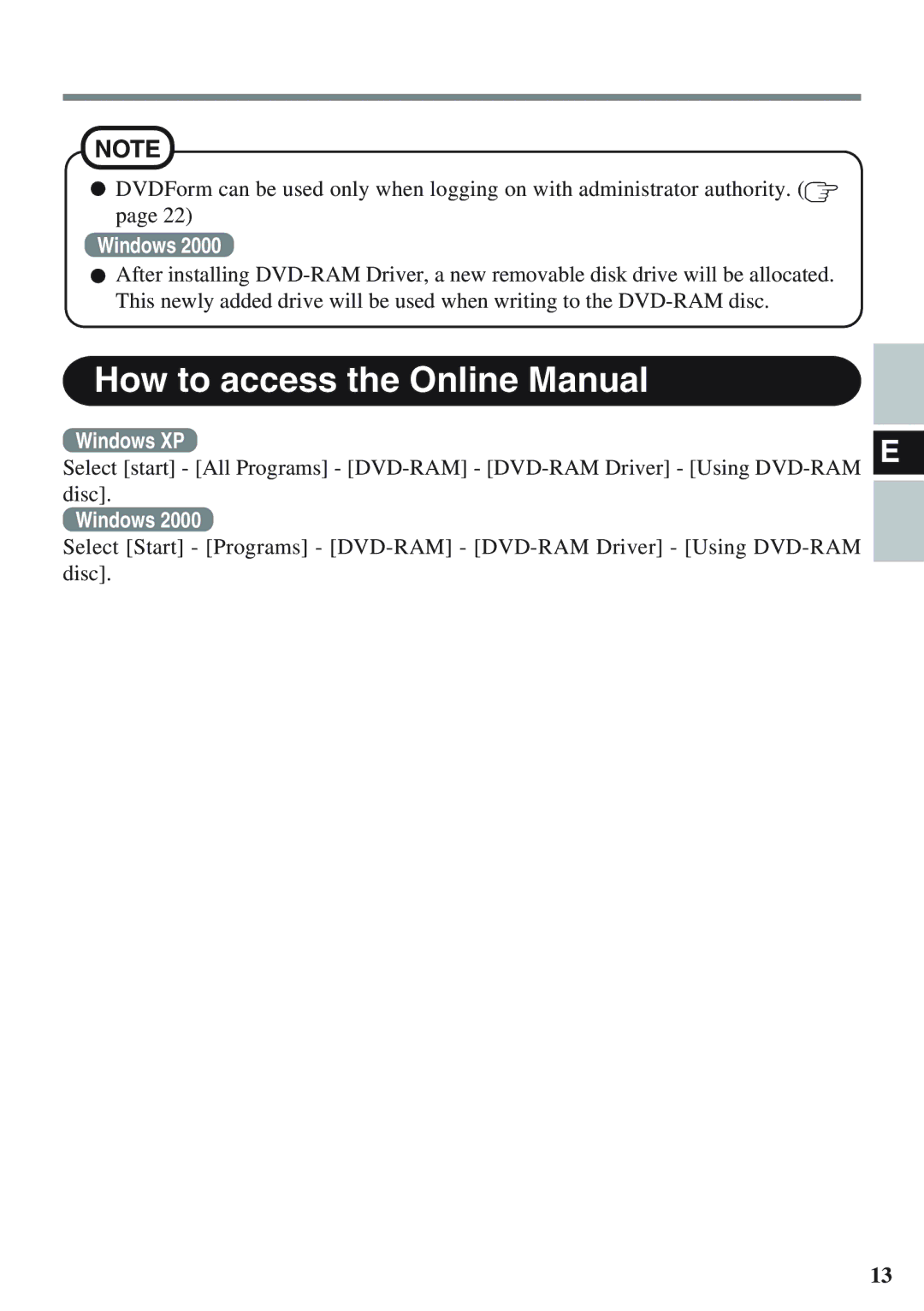 Panasonic CF-VDM732U specifications How to access the Online Manual 