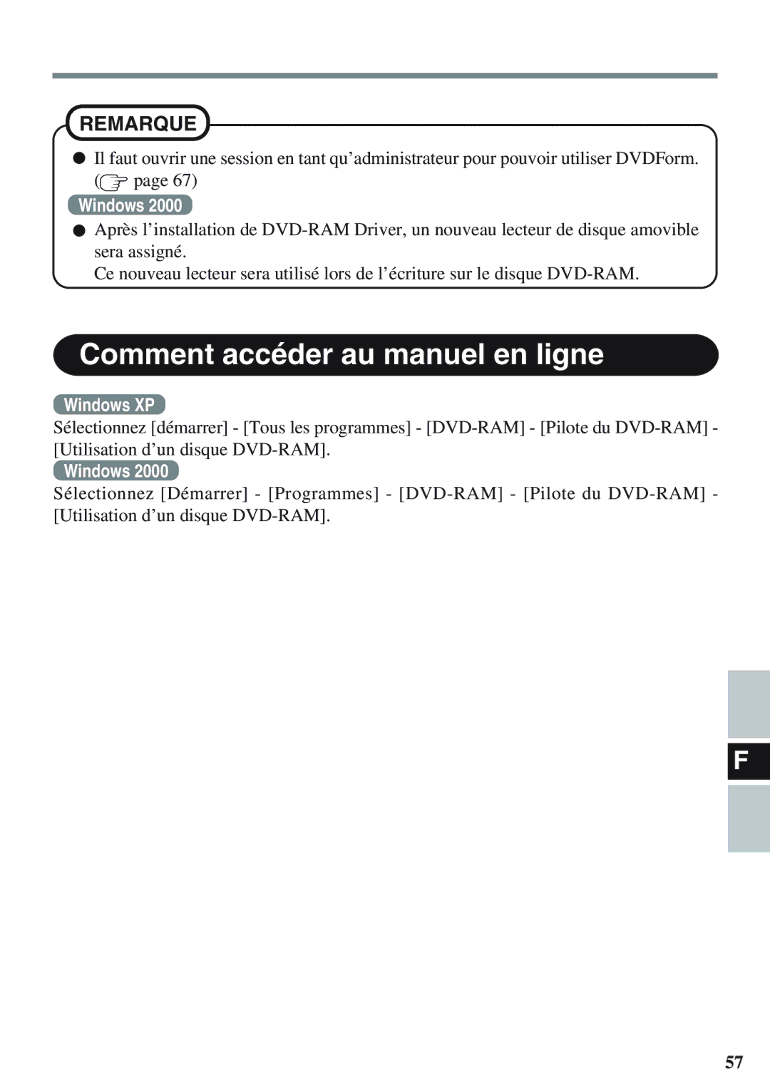 Panasonic CF-VDM732U specifications Comment accéder au manuel en ligne 