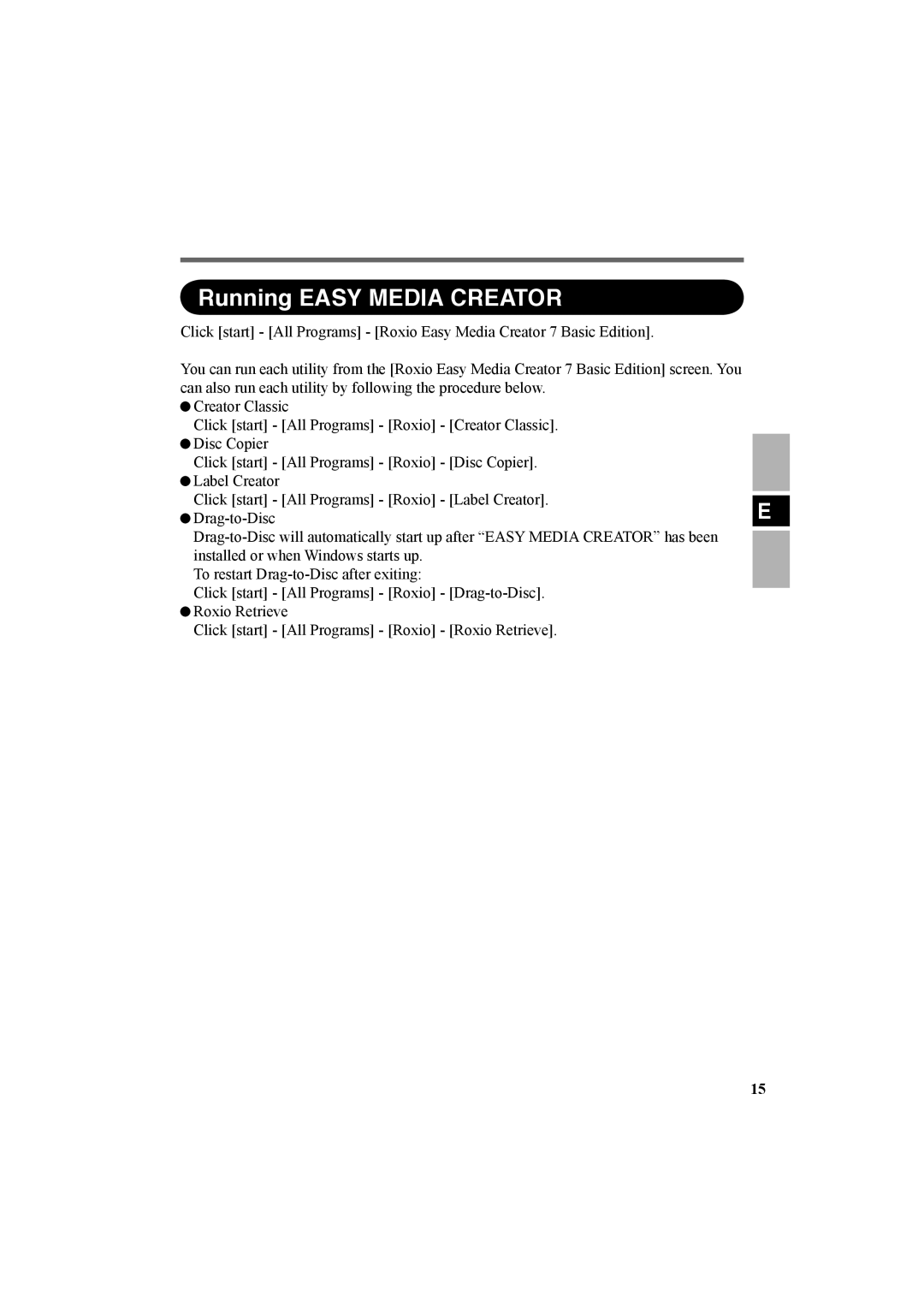 Panasonic CF-VDR301U specifications Running Easy Media Creator 