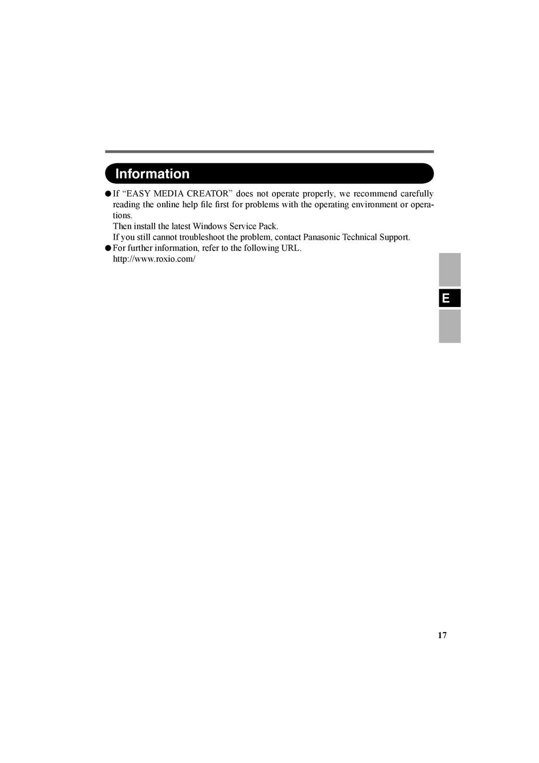 Panasonic CF-VDR301U specifications Information 