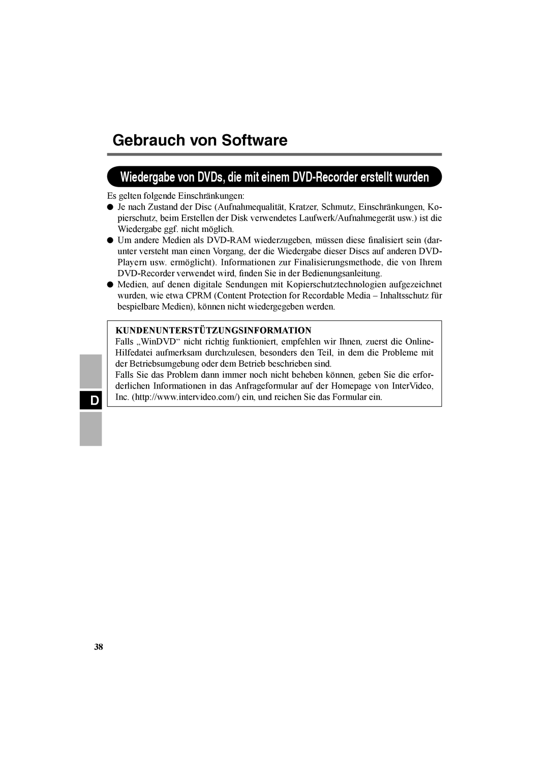 Panasonic CF-VDR301U specifications Kundenunterstützungsinformation 