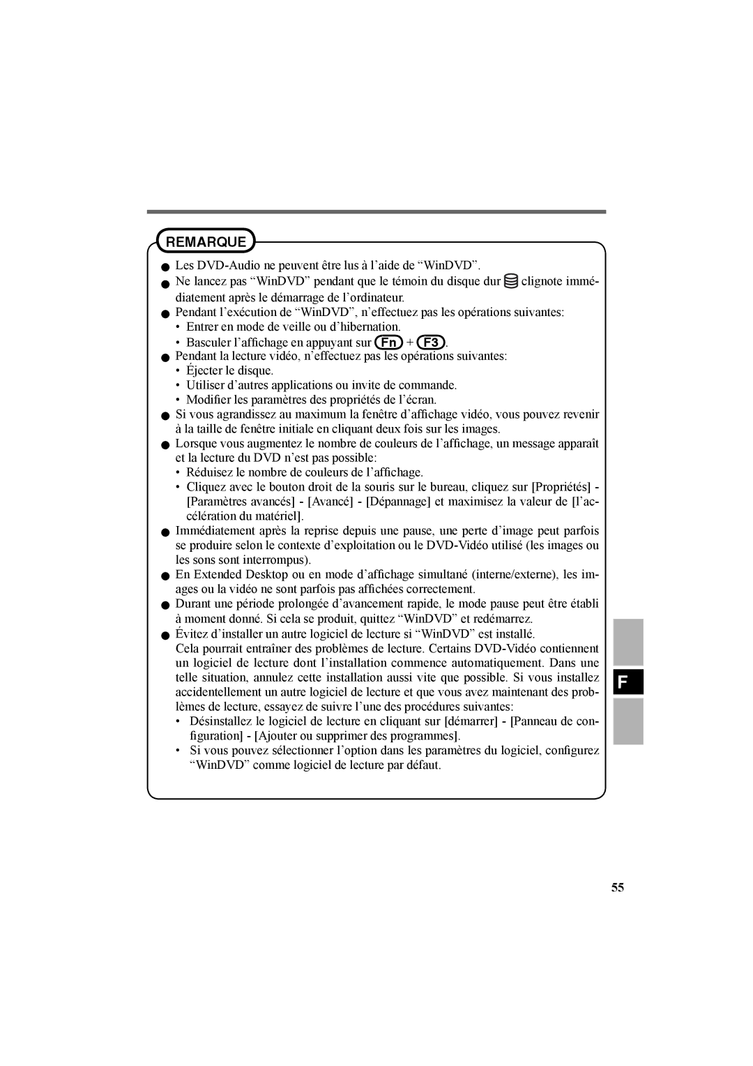 Panasonic CF-VDR301U specifications Remarque 