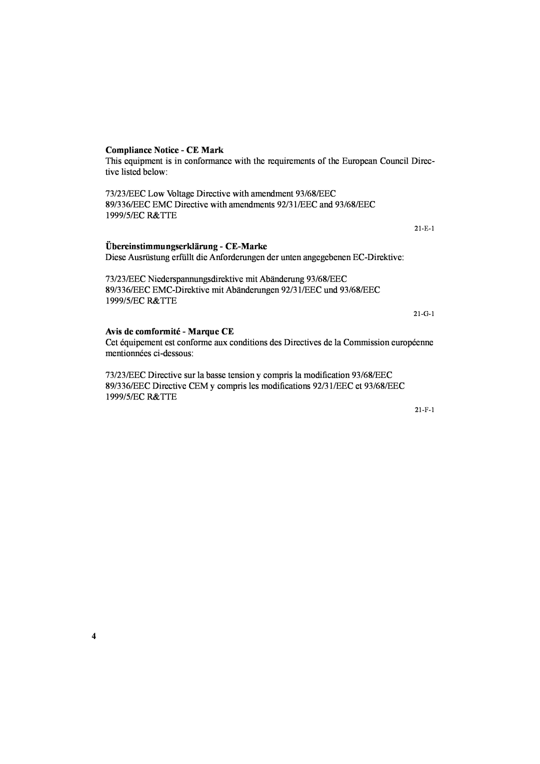 Panasonic CF-VDR301U Compliance Notice - CE Mark, Übereinstimmungserklärung - CE-Marke, Avis de comformité - Marque CE 