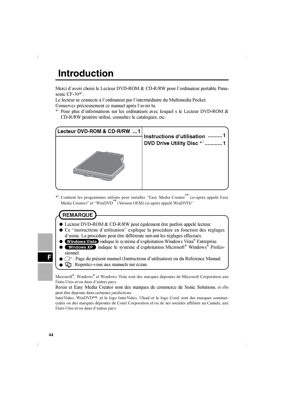 Panasonic CF-VDR302U manual Remarque 