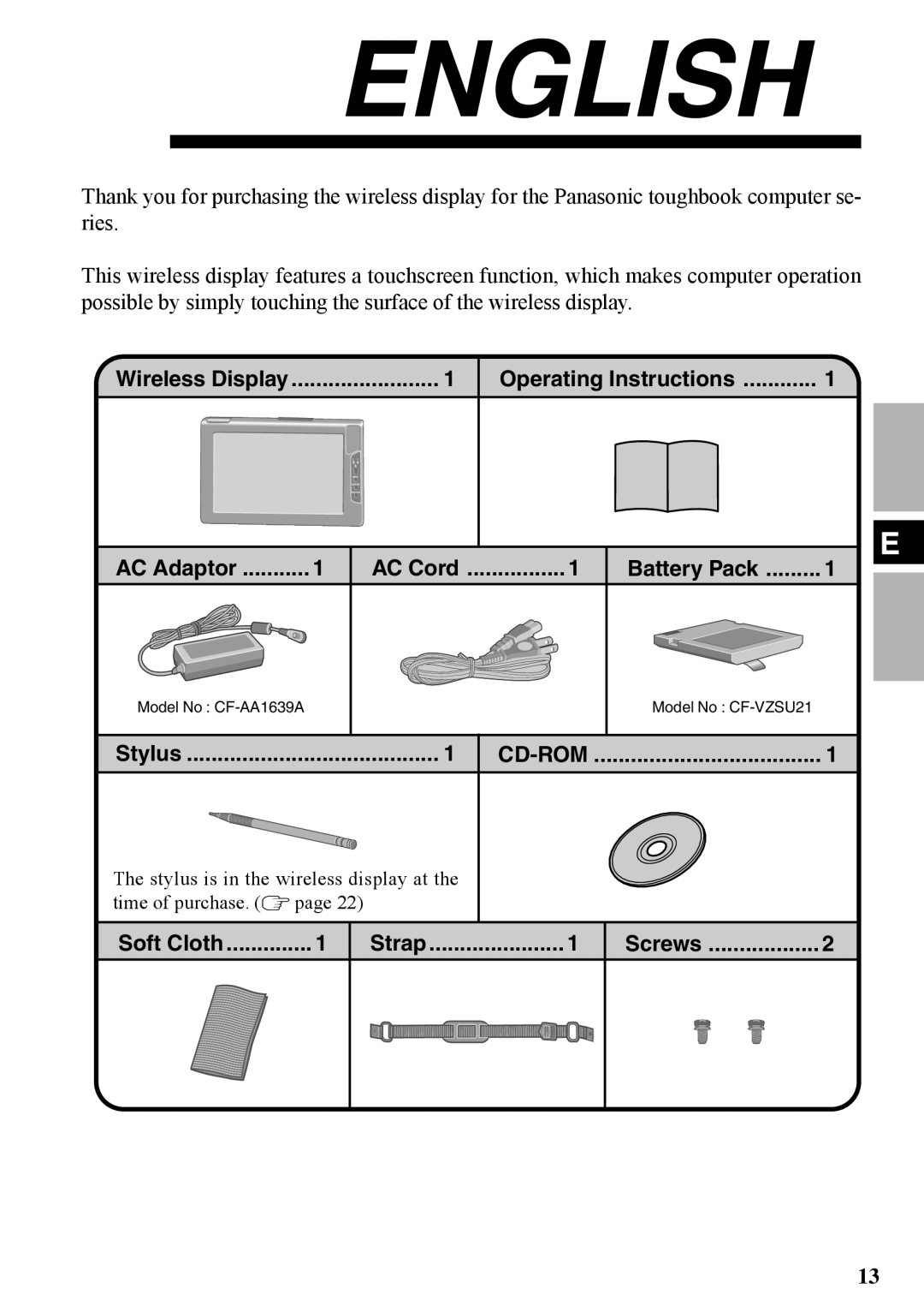 Panasonic CF-VDW07BH specifications English, Operating Instructions 