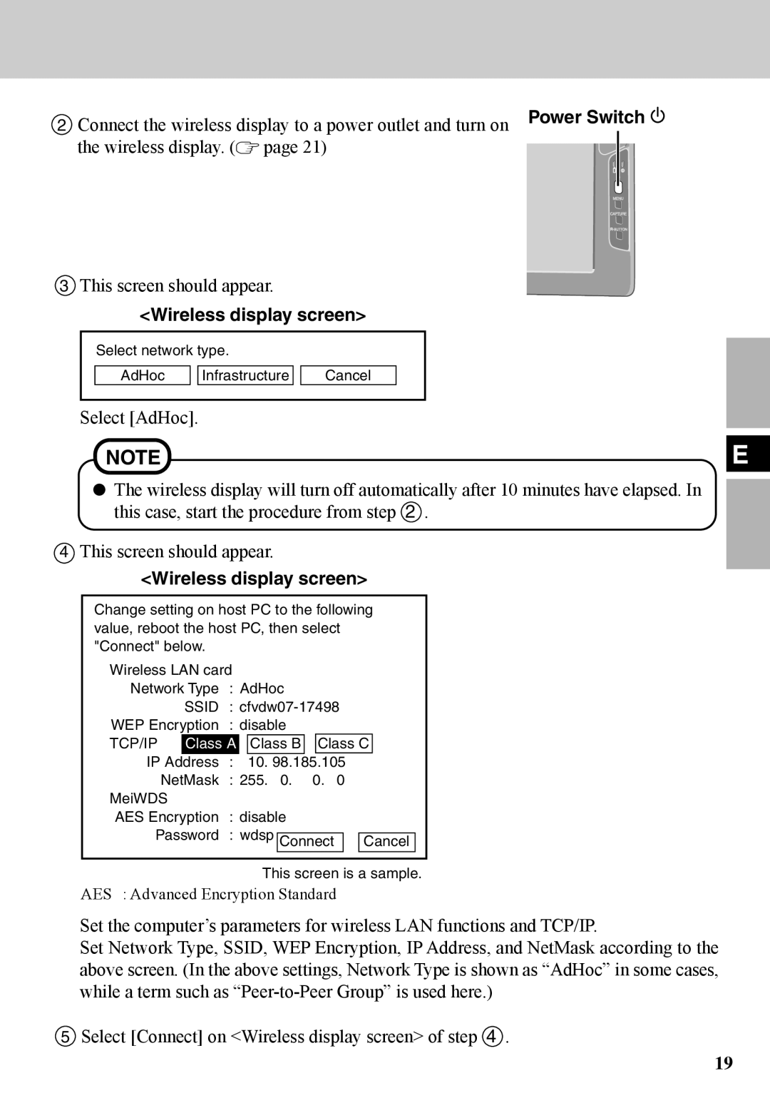 Panasonic CF-VDW07BH specifications Wireless display screen, Tcp/Ip 