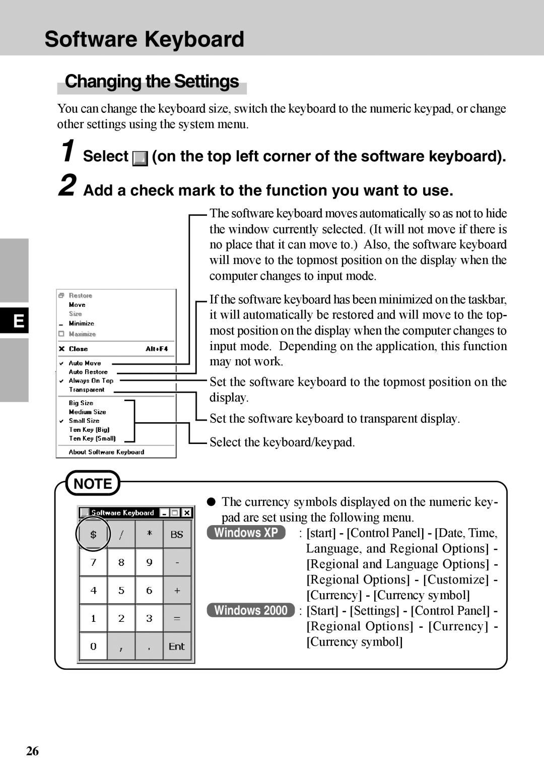 Panasonic CF-VDW07BH specifications Software Keyboard, Changing the Settings 