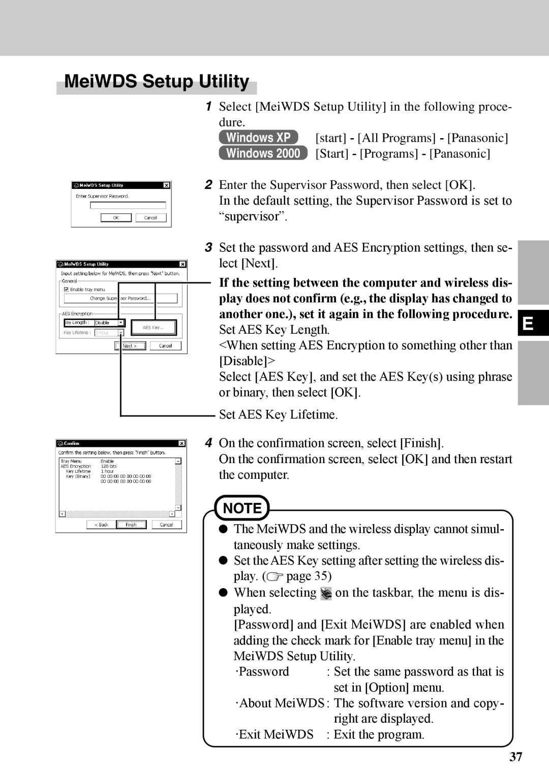 Panasonic CF-VDW07BH specifications MeiWDS Setup Utility 