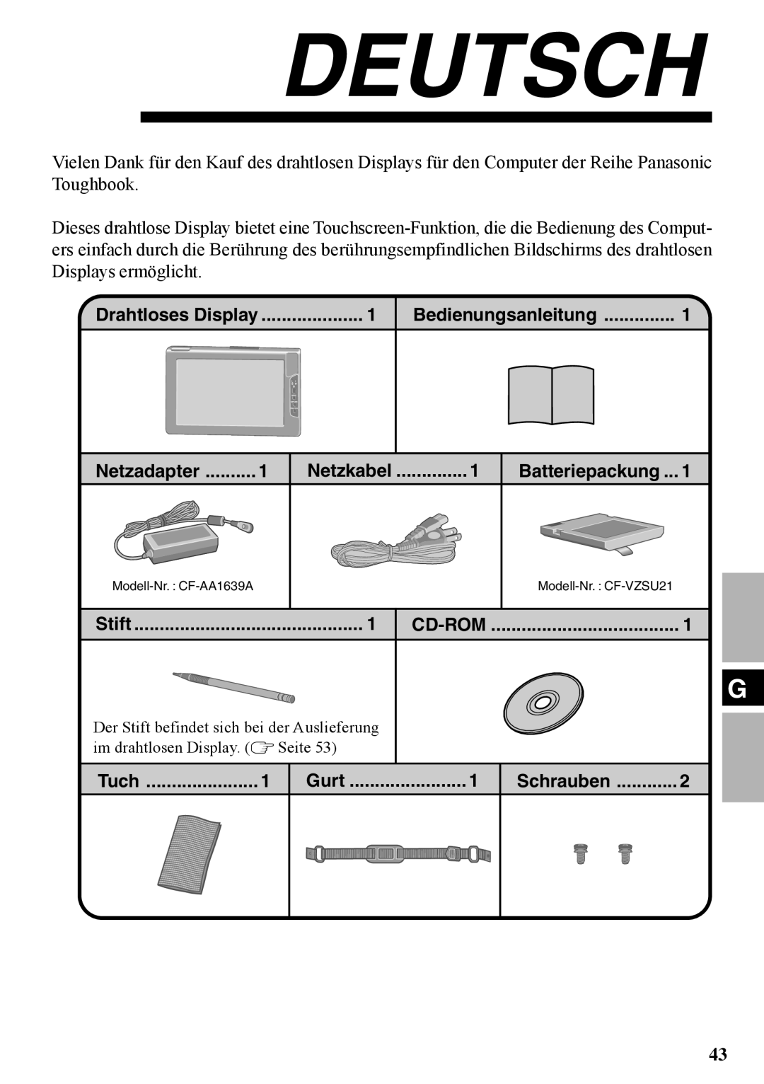 Panasonic CF-VDW07BH specifications Deutsch, Batteriepackung 