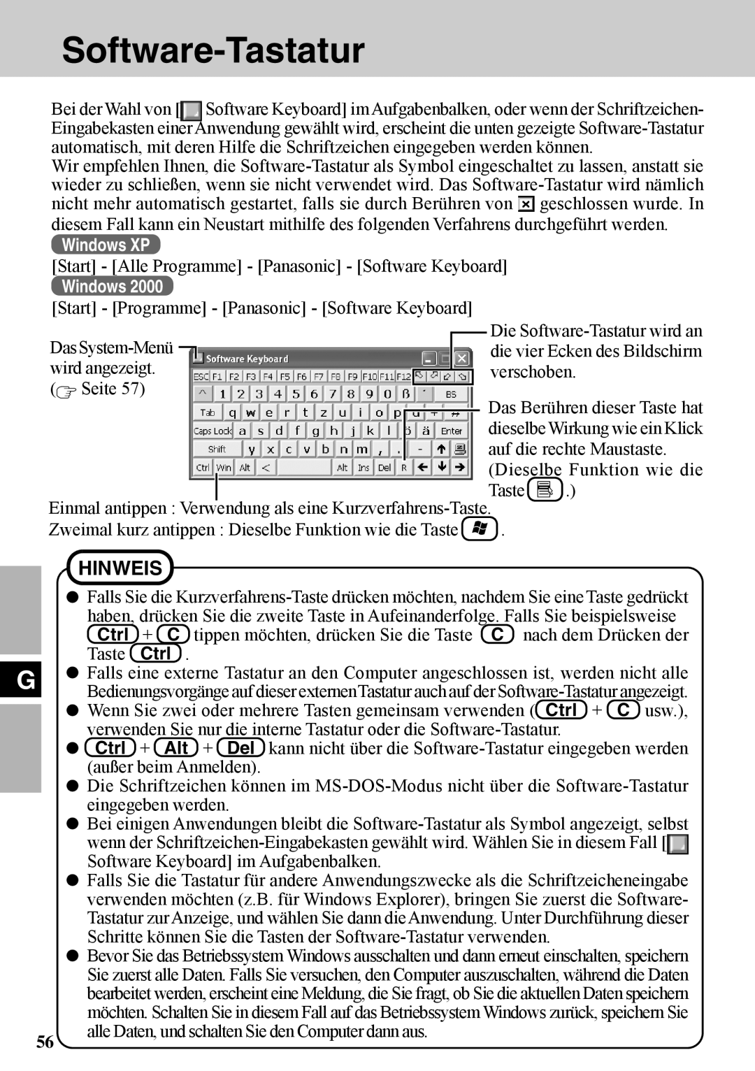 Panasonic CF-VDW07BH specifications Software-Tastatur, Ctrl 