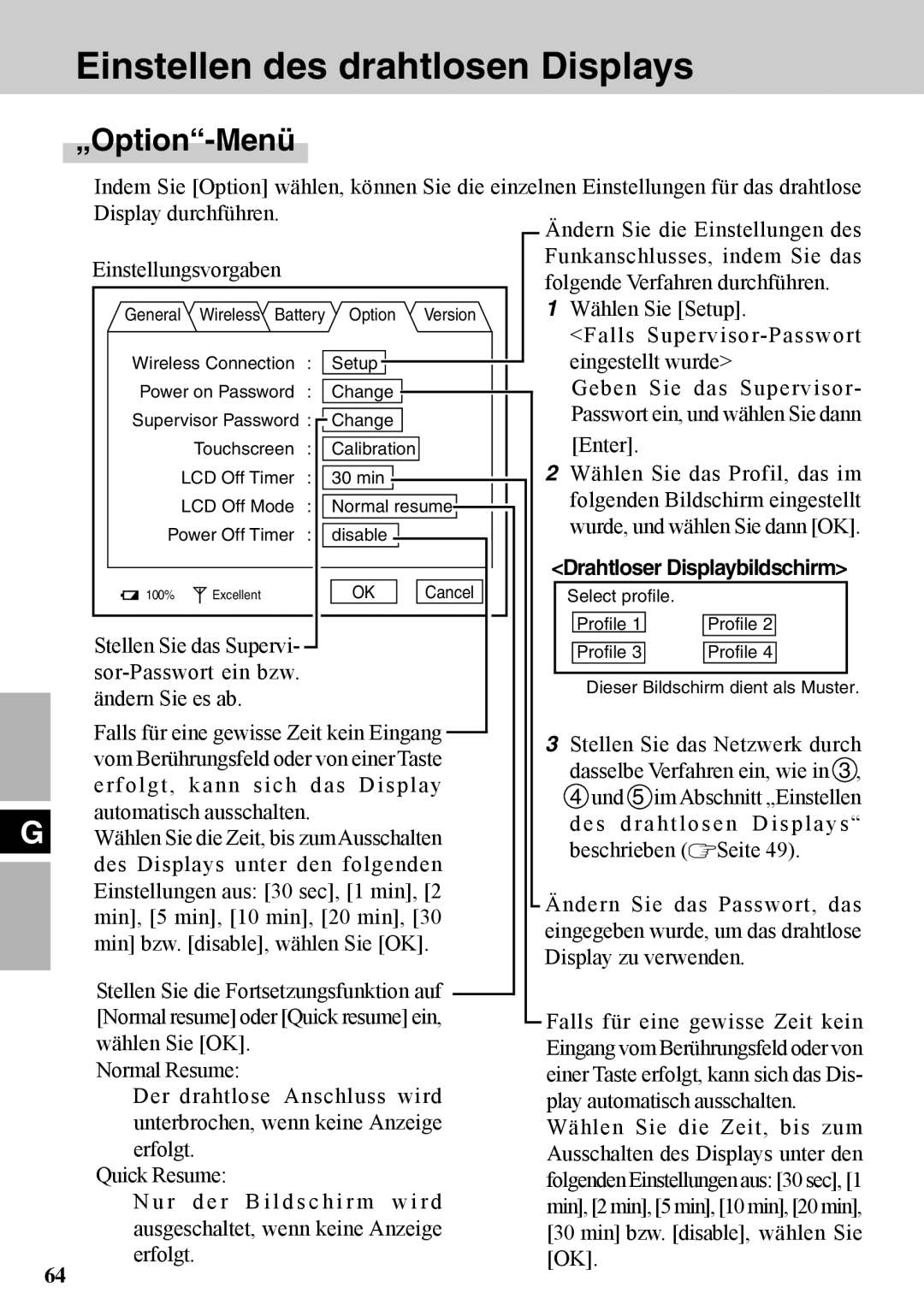 Panasonic CF-VDW07BH specifications „Option-Menü, Geben Sie das Supervisor 