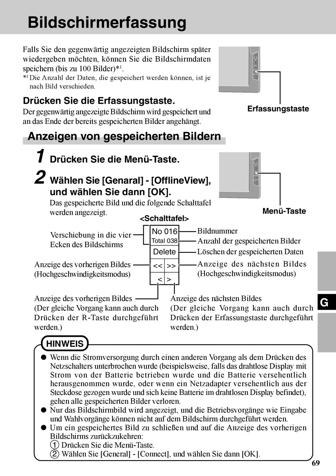 Panasonic CF-VDW07BH Bildschirmerfassung, Anzeigen von gespeicherten Bildern, Drücken Sie die Erfassungstaste 