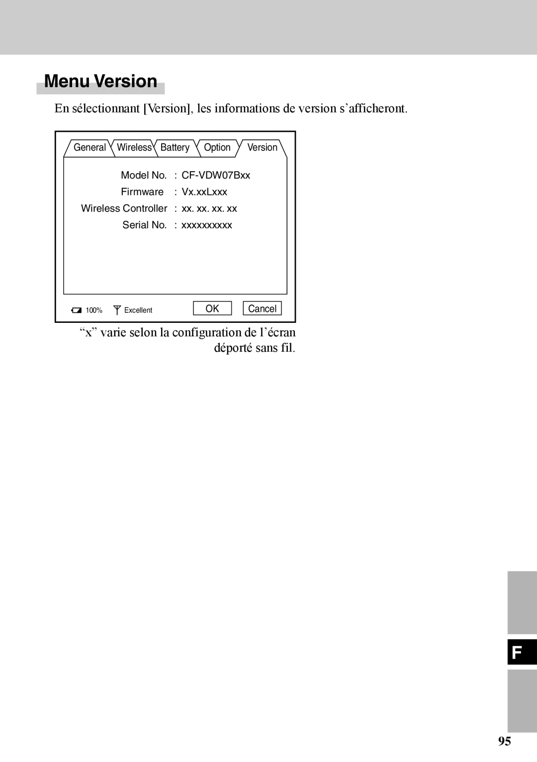 Panasonic CF-VDW07BH specifications Menu Version 